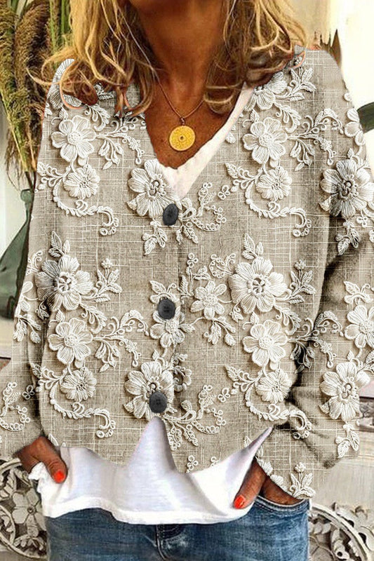Elsen™ | Cardigan med blomsterbladstråd